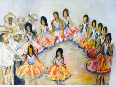 Pintura intitulada "dancas-folcloricas-…" por Ivanete Prado, Obras de arte originais, Óleo