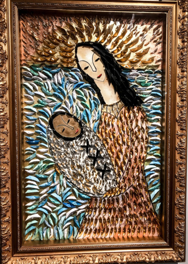 Peinture intitulée "La Mère et l'enfant…" par Ivan Hor, Œuvre d'art originale, Acrylique