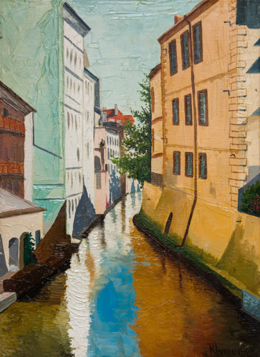 Peinture intitulée "Chertovka, Prague" par Ivan Klymenko, Œuvre d'art originale, Huile