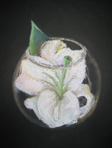 Zeichnungen mit dem Titel "Flower in a vase" von Ivan Klymenko, Original-Kunstwerk, Pastell