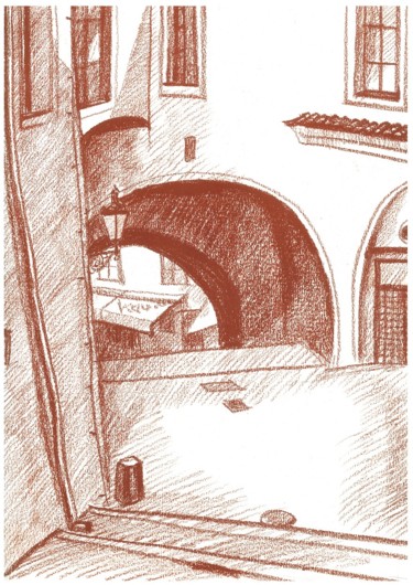 Dessin intitulée "Arch, Town Hall Sta…" par Ivan Klymenko, Œuvre d'art originale, Pastel