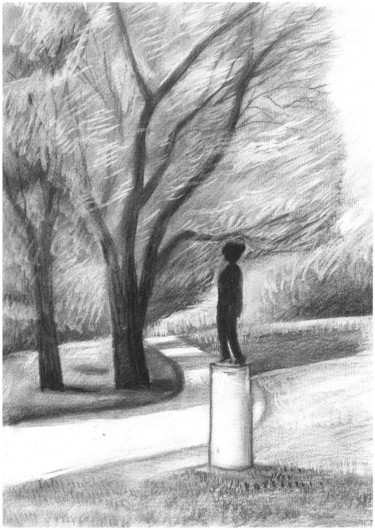 Drawing titled "Park, Prague" by Ivan Klymenko, Original Artwork, Graphite