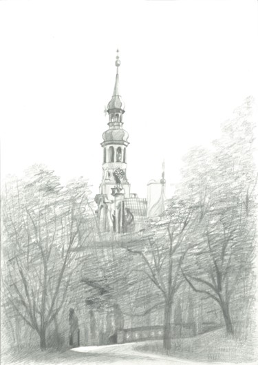 Drawing titled "Prague Loreta" by Ivan Klymenko, Original Artwork, Pencil