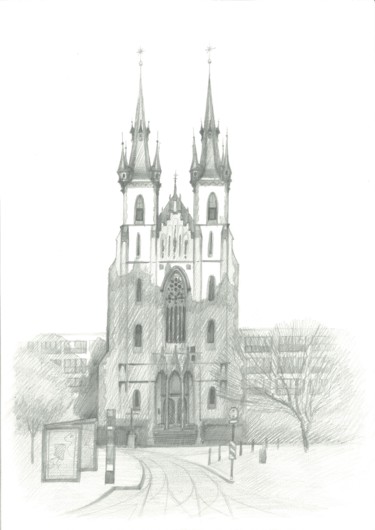 Desenho intitulada "Church of St. Antho…" por Ivan Klymenko, Obras de arte originais, Lápis