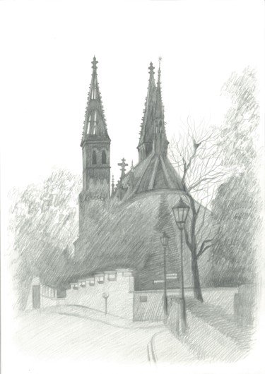 Rysunek zatytułowany „Basilica of Saints…” autorstwa Ivan Klymenko, Oryginalna praca, Ołówek