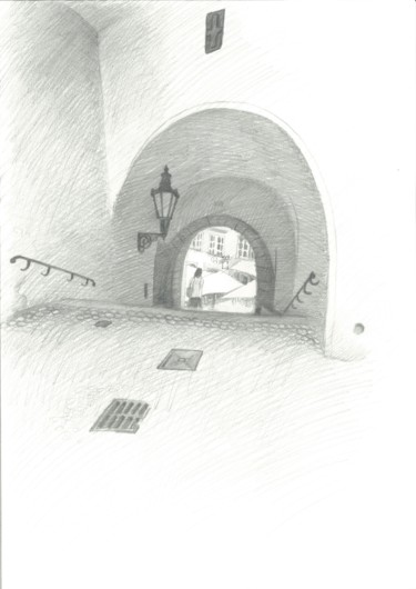 Drawing titled "Town hall stairs, P…" by Ivan Klymenko, Original Artwork, Pencil