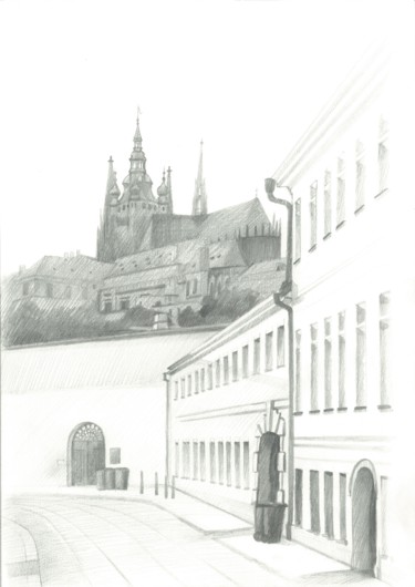 Zeichnungen mit dem Titel "Letenska, Mala Stra…" von Ivan Klymenko, Original-Kunstwerk, Bleistift