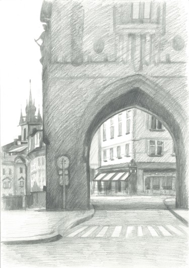 Dessin intitulée "Arch of the Powder…" par Ivan Klymenko, Œuvre d'art originale, Crayon