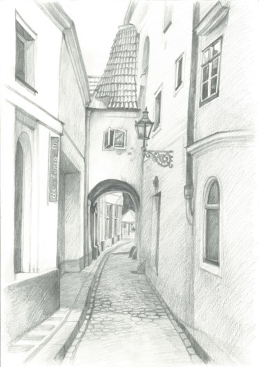 Dessin intitulée "Vejvodova, Prague" par Ivan Klymenko, Œuvre d'art originale, Crayon