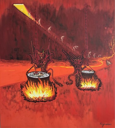 Painting titled "Hell | Visualization" by Ivan Klymenko, Original Artwork, Oil