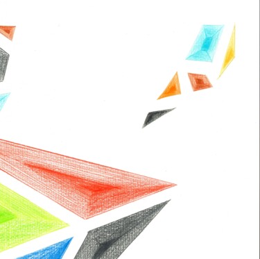 Dessin intitulée "Colored figures III" par Ivan Klymenko, Œuvre d'art originale, Crayon