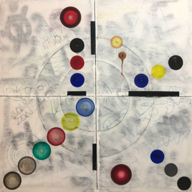 Schilderij getiteld "Blockade Circles" door Ivan Meruvan, Origineel Kunstwerk, Acryl