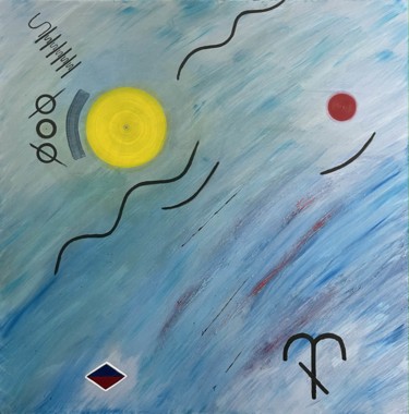 Painting titled "Island Circle" by Ivan Meruvan, Original Artwork, Acrylic