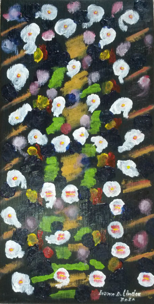 Painting titled "Entités florales" by Ivann Deweare Lindor, Original Artwork, Acrylic Mounted on Wood Panel