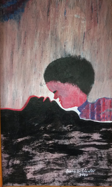 Painting titled "Contemplation amour…" by Ivann Deweare Lindor, Original Artwork, Acrylic Mounted on Wood Panel