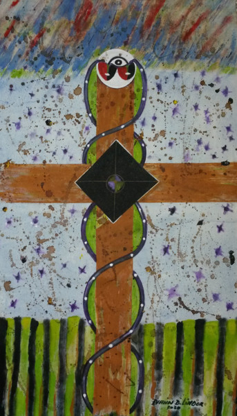 Painting titled "Crucifixion" by Ivann Deweare Lindor, Original Artwork, Acrylic