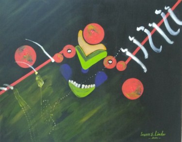 Malerei mit dem Titel "Clown de l'horreur 2" von Ivann Deweare Lindor, Original-Kunstwerk, Acryl Auf Keilrahmen aus Holz mon…