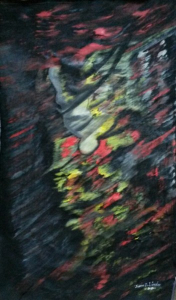 Painting titled "La colère (the ange…" by Ivann Deweare Lindor, Original Artwork, Acrylic