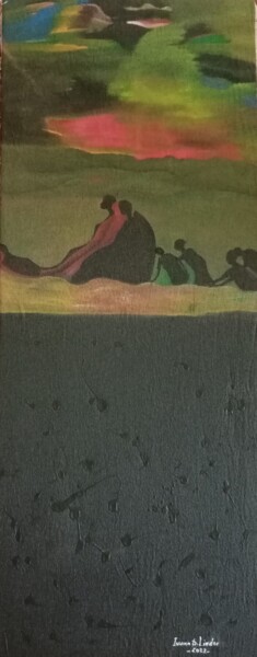 Painting titled "Voyage(traversée my…" by Ivann Deweare Lindor, Original Artwork, Acrylic Mounted on Wood Stretcher frame