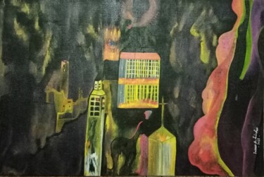 Painting titled "Domaine des Barons" by Ivann Deweare Lindor, Original Artwork, Acrylic Mounted on Wood Stretcher frame