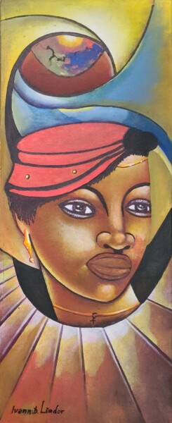 Painting titled "Fille d'Erzulie Fre…" by Ivann Deweare Lindor, Original Artwork, Acrylic Mounted on Wood Stretcher frame