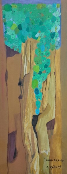 Painting titled "Arbre de vie (Tree…" by Ivann Deweare Lindor, Original Artwork, Acrylic Mounted on Wood Stretcher frame