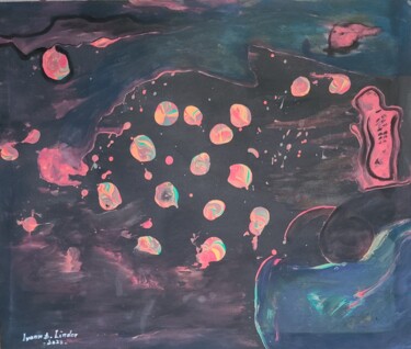 Painting titled "Créatures abstraite…" by Ivann Deweare Lindor, Original Artwork, Acrylic Mounted on Wood Stretcher frame