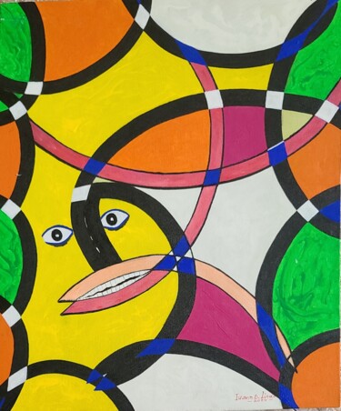 Painting titled "Circular mind" by Ivann Deweare Lindor, Original Artwork, Acrylic Mounted on Wood Stretcher frame