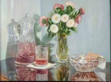 Painting titled "Хрусталь на стекле" by Diana Nagornaia, Original Artwork, Oil