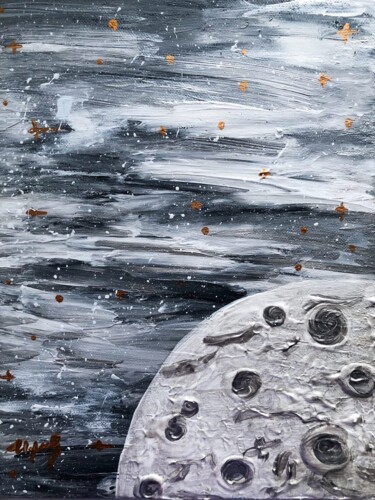Painting titled "Moon’s cratersight" by Ivanna Mois, Original Artwork, Acrylic Mounted on Wood Stretcher frame