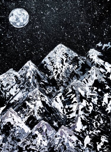 Pintura intitulada "Snowy mountains on…" por Ivanna Mois, Obras de arte originais, Acrílico