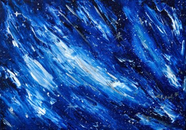 Картина под названием "Cosmic blue stream" - Ivanna Mois, Подлинное произведение искусства, Акрил Установлен на Деревянная р…