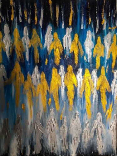 Pittura intitolato "Cosmic souls" da Ivanna Mois, Opera d'arte originale, Acrilico Montato su Telaio per barella in legno