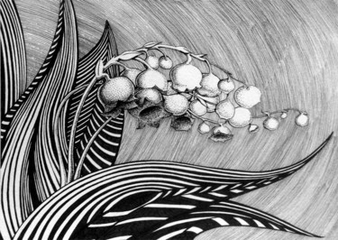 Drawing titled "Lily of the valley" by Ivanna Shmeleva, Original Artwork, Ink