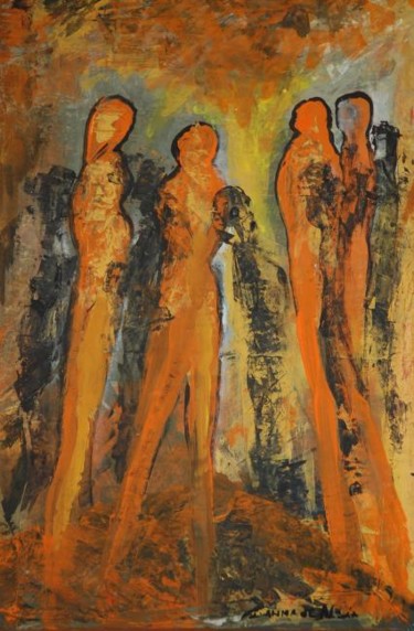 Pittura intitolato "les ombres" da Ivanna De Alzaa, Opera d'arte originale, Olio