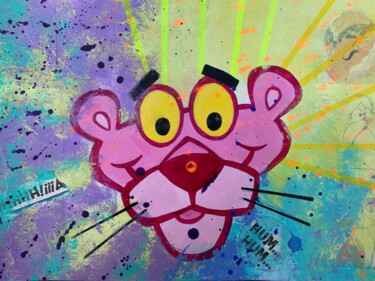 Painting titled "PINK PANTHER" by Ivanna Manzur, Original Artwork, Acrylic