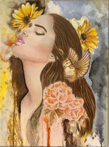 Painting titled "Satisfy my soul" by Ivanna Manzur, Original Artwork, Acrylic Mounted on Wood Stretcher frame