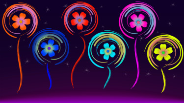 Cosmic flowers. Digitale Künste mit dem Titel "Cosmic flowers." von Ihor Ivanov, Original-Kunstwerk, Digitale Malerei