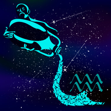 Zodiac sign Aquarius Arts numériques intitulée "Zodiac sign Aquarius" par Ihor Ivanov, Œuvre d'art originale, Travail numérique 2D