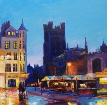 Painting titled "Market Hill at Nigh…" by Ivanov, Original Artwork