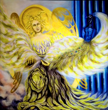 Painting titled "Огненный ангел дару…" by Svetlana Ivanova, Original Artwork, Oil