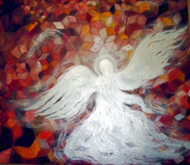 Malerei mit dem Titel "Angel in flowers" von Svetlana Ivanova, Original-Kunstwerk, Öl