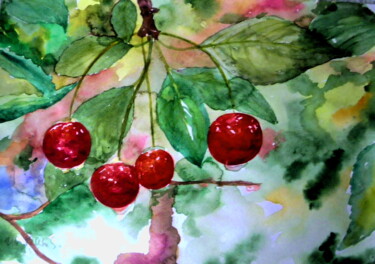 Pintura titulada "cherry" por Svetlana Ivanova, Obra de arte original, Acuarela