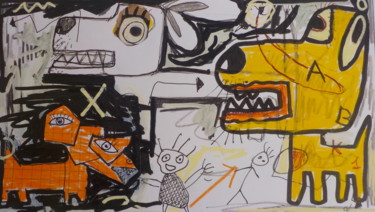 Painting titled "Drawings and streets" by Ivan Zucconelli, Original Artwork, Marker