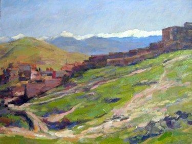 Malerei mit dem Titel "Village in Morocco" von Ivars Aizkalns, Original-Kunstwerk