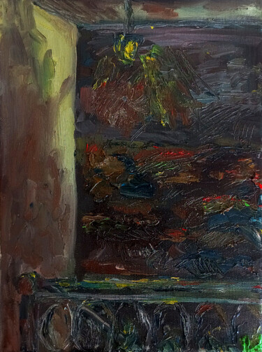 Painting titled "Noc" by Iwona Jabłońska, Original Artwork, Oil