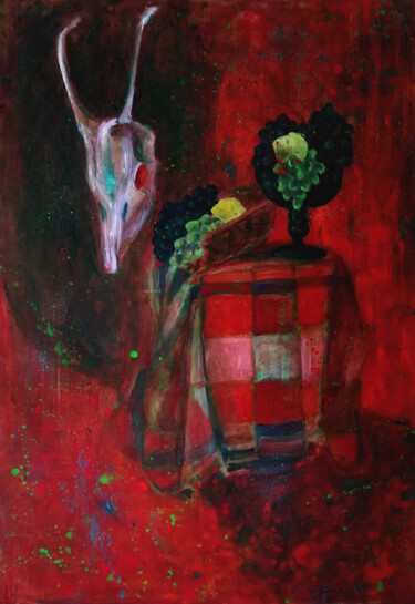 Malarstwo zatytułowany „Krwawa martwa” autorstwa Iwona Jabłońska, Oryginalna praca, Olej