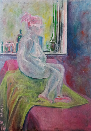 Malerei mit dem Titel "Futuryzm kobiecy" von Iwona Jabłońska, Original-Kunstwerk, Öl