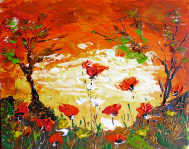 Malerei mit dem Titel "poppies" von Ivo, Original-Kunstwerk, Öl