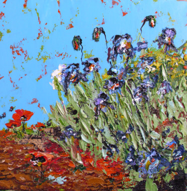 Painting titled "''Irises''" by Ivo, Original Artwork, Oil